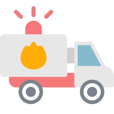 İtfaiye Aracı Düz Simgesi, Basit Tasarımlı Vektör Resimleri