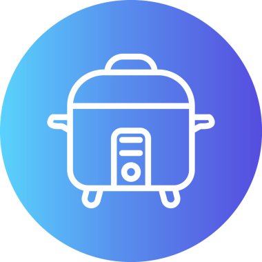 Rice Cooker Line Gradyan Çemberi Simgesi, Basit Tasarımlı Vektör Resimleri