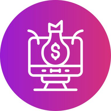 IT Varlık Yönetimi Çizgisi Gradyan Çemberi Simgesi, Basit Tasarımlı Vektör Resimleri