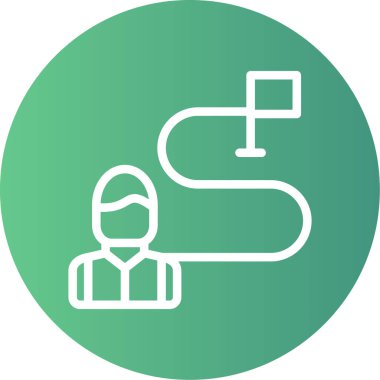 İş Koçluğu Çizgisi Gradyan Çemberi Simgesi, Basit Tasarımlı Vektör İllüstrasyonu