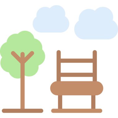 Şehir Parkı Düz Simgesi, Basit Tasarımlı Vektör Resimleri