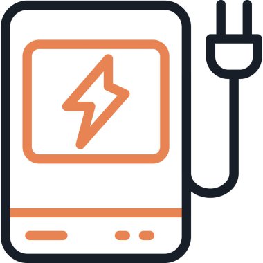 Taşınabilir Şarj Satırı Simgesi, Basit Tasarımlı Vektör Resimleri