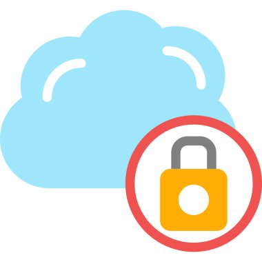 Bulut Veri Koruma Düz Simgesi, Basit Tasarımlı Vektör İllüstrasyonu