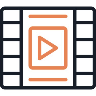 Film Strip Çizgisi Simgesi, Basit Tasarımlı Vektör Resimleri