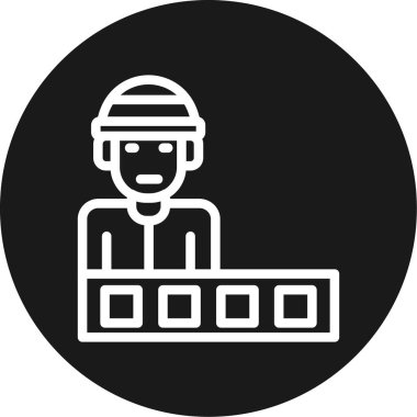 Ürün Assembly Line Circle BG Simgesi, Basit Tasarımlı Vektör Resimleri