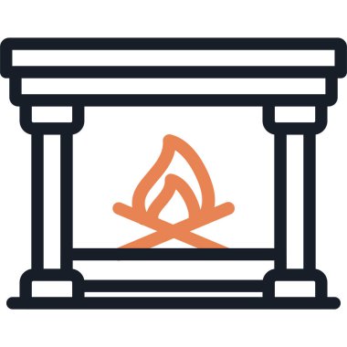 Şömine Salonu Satırı Basit Tasarımlı Vektör ResimleriComment