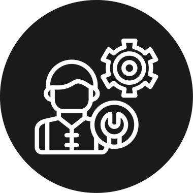 Teknik Destek Satırı Çemberi BG Simgesi, Basit Tasarımlı Vektör Resimleri