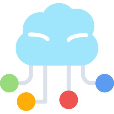 Bulut Çerçeve Düz Simgesi, Basit Tasarımlı Vektör İllüstrasyonu