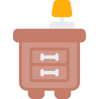 Nightstand Düz Simgesi, Basit Tasarımlı Vektör Resimleri