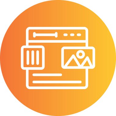 Mockup Satırı Gradyan Çemberi Simgesi, Basit Tasarımlı Vektör Resimleri