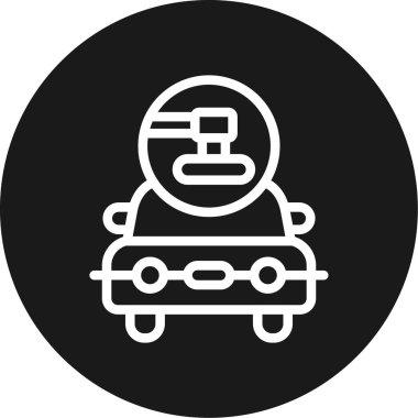 Tampon makineli bir araba Çember BG Simgesi, Basit Tasarımlı Vektör Resimleri