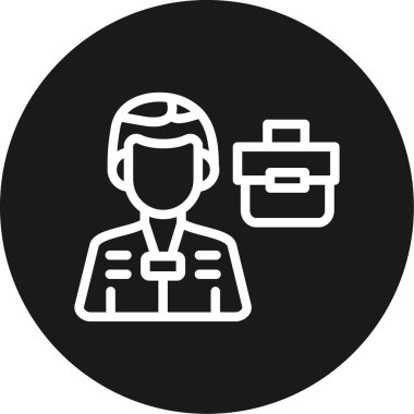 Kariyer Booth Çizgisi Çemberi BG Simgesi, Basit Tasarımlı Vektör İllüzyonu