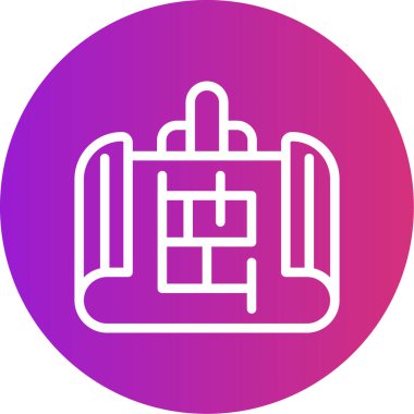 Blueprint Satırı Gradyan Çemberi Simgesi, Basit Tasarımlı Vektör Resimleri