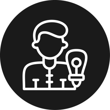 Fikir Çizgisi Çemberi BG Simgesi, Basit Tasarımlı Vektör İllüstrasyonu