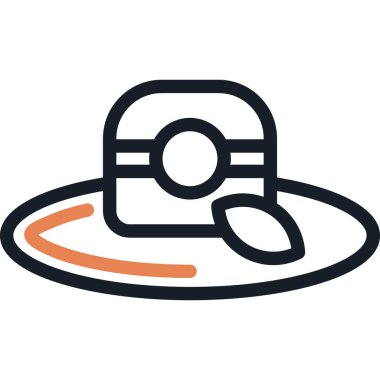 Çiftçi Şapkası Çizgisi Simgesi, Basit Tasarımlı Vektör İllüzyonu