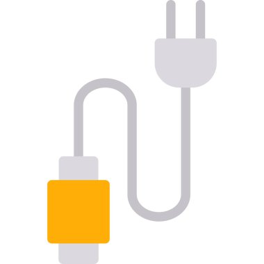 Veri Kablosu Düz Simgesi, Basit Tasarımlı Vektör İllüstrasyonu