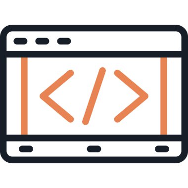 Kaynak Kod Satırı Simge Ögesi, Basit Tasarımlı Vektör İllüstrasyonu