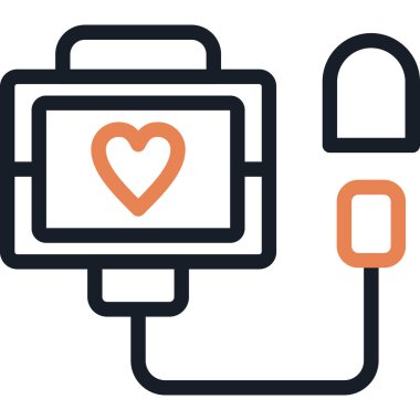 Kalp Durdurma Çizgisi Simgesi, Basit Tasarımlı Vektör İllüstrasyonu