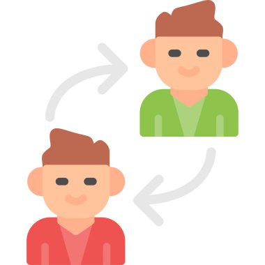 Tartışma İşbirliği Düz Simgesi, Basit Tasarımlı Vektör İllüstrasyonu