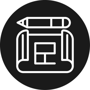 Blueprint Satırı Çemberi BG Simgesi, Basit Tasarımlı Vektör Resimleri