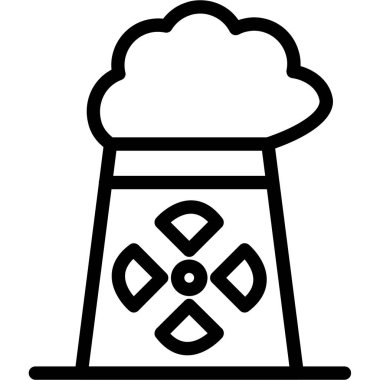 Soğutma Kulesi Düz Simgesi, Basit Tasarımlı Vektör Resimleri