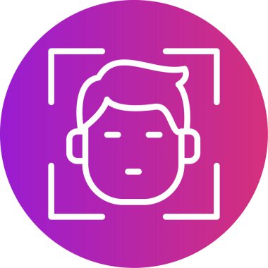 Yüz Tanıma Çizgisi Gradyan Çember Simgesi, Basit Tasarımlı Vektör Resimleri