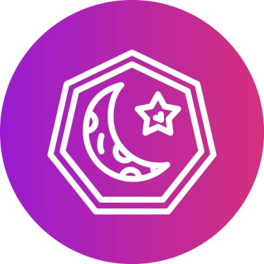 İslami Yıldız Çizgisi Gradyan Çemberi Simgesi, Basit Tasarımlı Vektör İllüzyonu