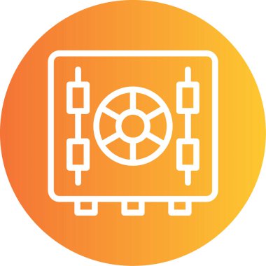 Güvenli Kutu Satırı Gradyan Çemberi Simgesi, Basit Tasarımlı Vektör Resimleri