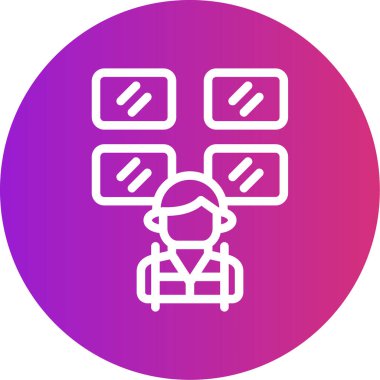 Haber Odası Çizgisi Gradyan Çemberi Simgesi, Basit Tasarımlı Vektör İllüstrasyonu