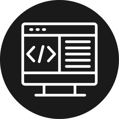 Kod Satırı Çemberi BG Simgesi, Basit Tasarımlı Vektör Resimleri