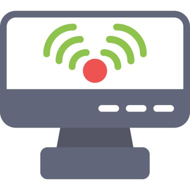 Ofis Wi-Fi Düz Simgesi, Basit Tasarımlı Vektör Resimleri