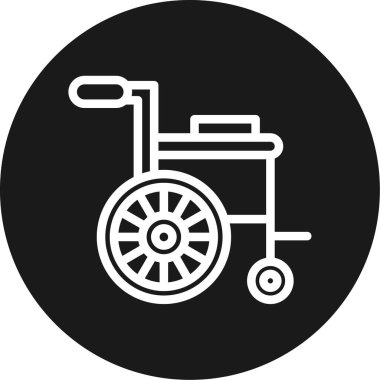 Tekerlekli sandalye Çizgisi Çemberi BG Simgesi, Basit Tasarımlı Vektör İllüstrasyonu