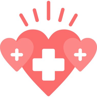 Medikal Kalp Düz Simgesi, Basit Tasarımlı Vektör Resimleri