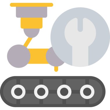 Endüstriyel Hizmetler Düz Simge, Basit Tasarımlı Vektör İllüzyonu