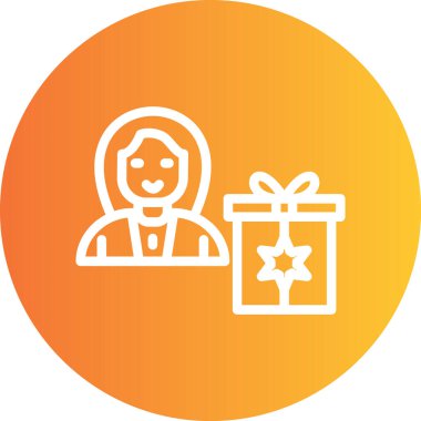 Öğretmenin Hediye Satırı Gradyan Çemberi Simgesi, Basit Tasarımlı Vektör İllüstrasyonu