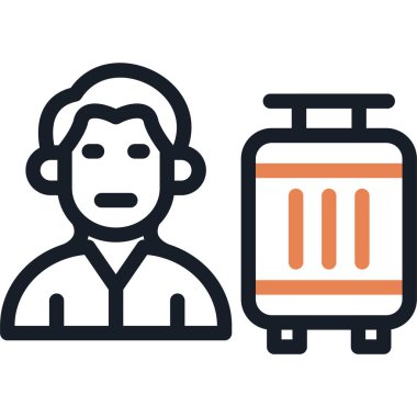 Dostluk Seyahat Çizgisi Simgesi, Basit Tasarımlı Vektör İllüstrasyonu