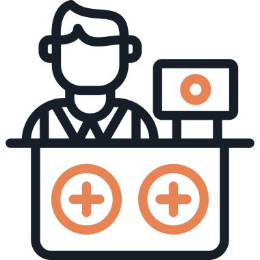 Hastane Eczane Çizgisi Basit Tasarımlı Vektör İllüzyonu