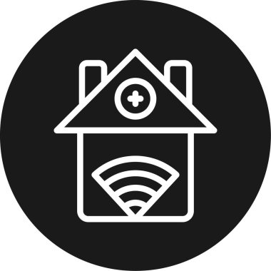 Ev Wi-Fi Hattı Çemberi BG Simgesi, Basit Tasarımlı Vektör Resimleri
