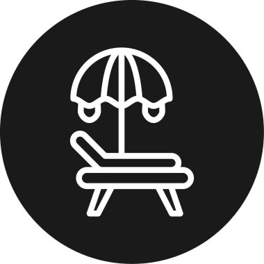 Plaj Sandalyesi Çemberi BG Simgesi, Basit Tasarımlı Vektör Resimleri