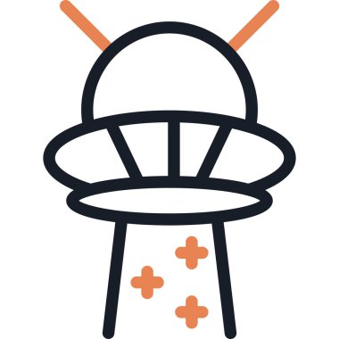 UFO Işıkları Çizgisi Simge Ögesi, Basit Tasarımlı Vektör İllüzyonu