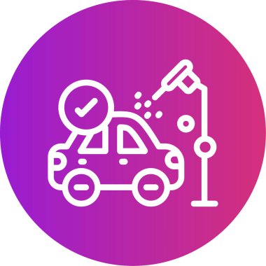 Basınçlı yıkama hattı olan araba Gradyan Çember Simgesi, Basit Tasarımlı Vektör İllüstrasyonu