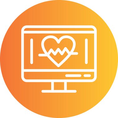 Çevrimiçi Kalp Oran Çizgisi Gradyan Çemberi Simgesi, Basit Tasarımlı Vektör Resimleri