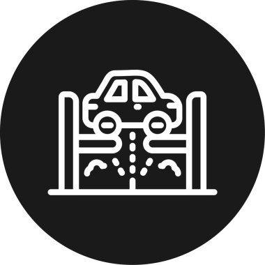 Duş başlığının altındaki araba Çember BG Simgesi, Basit Tasarımlı Vektör Resimleri