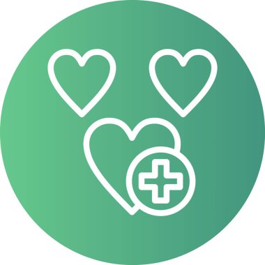 Kalp Sağlığı Çizgisi Gradyan Çemberi Simgesi, Basit Tasarımlı Vektör İllüzyonu