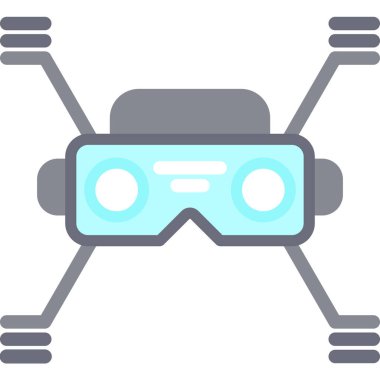 VR Simülasyon Dünya Düz Simgesi, Basit Tasarımlı Vektör Resimleri