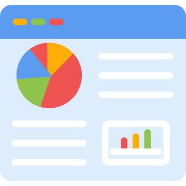 Analitik Rapor Düz Simge, Basit Tasarımlı Vektör İllüstrasyonu