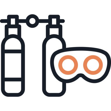 Dalış Bavulu Satırı Simge Ögesi, Basit Tasarımlı Vektör İllüstrasyonu