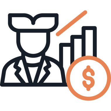 Gelir Büyüme Çizgisi Simgesi, Basit Tasarımlı Vektör İllüstrasyonu