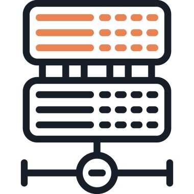 Sunucu Hizmetleri Satırı Simge Ögesi, Basit Tasarımlı Vektör İllüstrasyonu