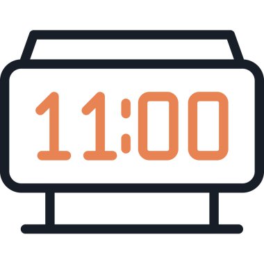 Dijital Saat Çizgisi Bitiş Simgesi, Basit Tasarımlı Vektör İllüstrasyonu